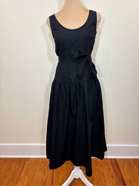 NWT Banana Republic Factory Poplin Corset Waist Midi Dress, Black, 2 Petite
